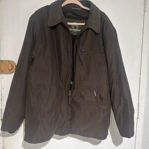 Vintage Brown Weatherproof Work Wear Bomber Style Full Zip Jacket Size L